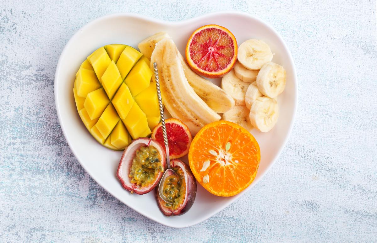 Healthy and fresh fruits on a plate